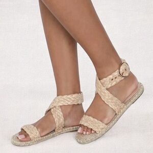 Lulus Utella Braided Espadrille Sandals | Ankle Strap Flats Size 7